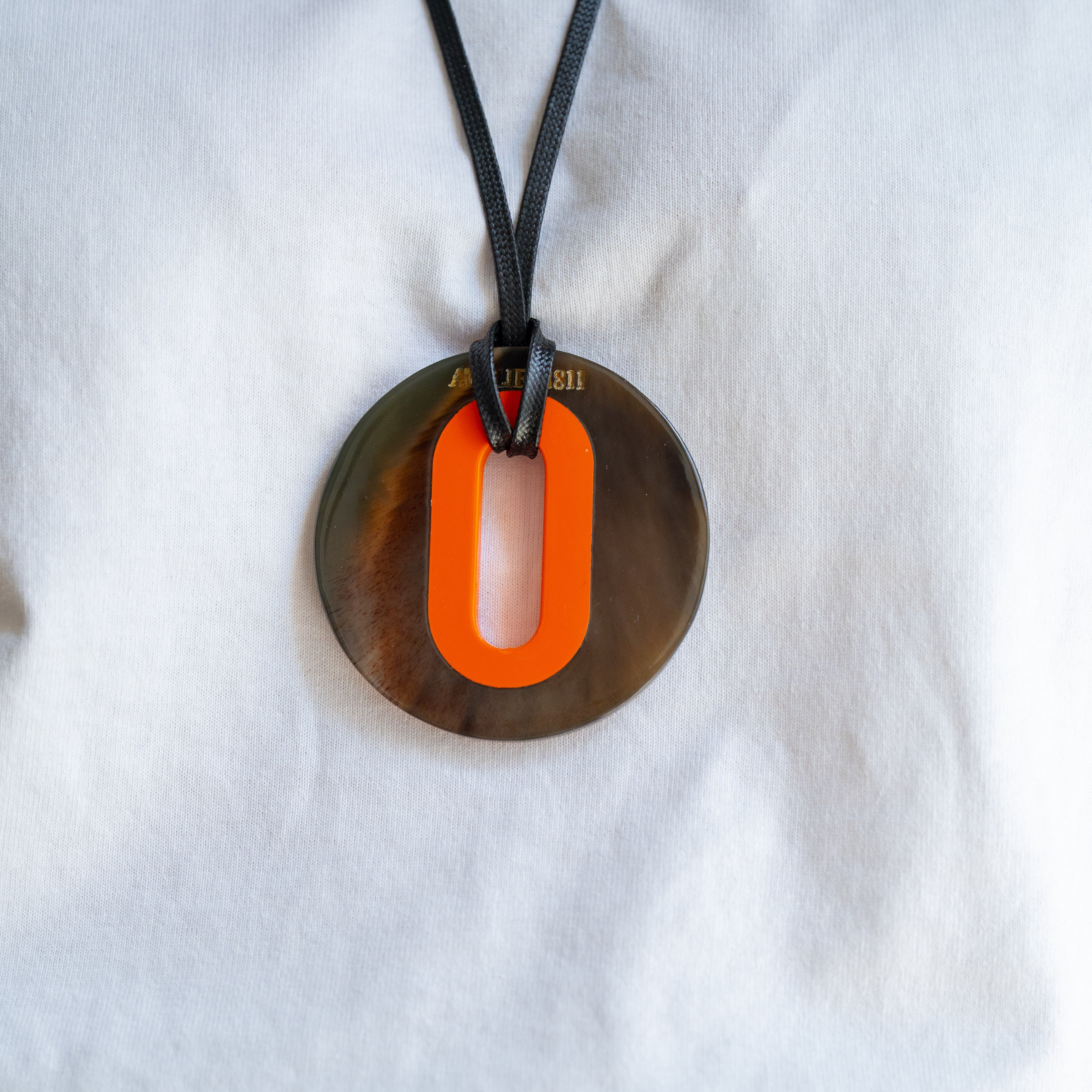 Pendentif Alice Corne Brune Orange