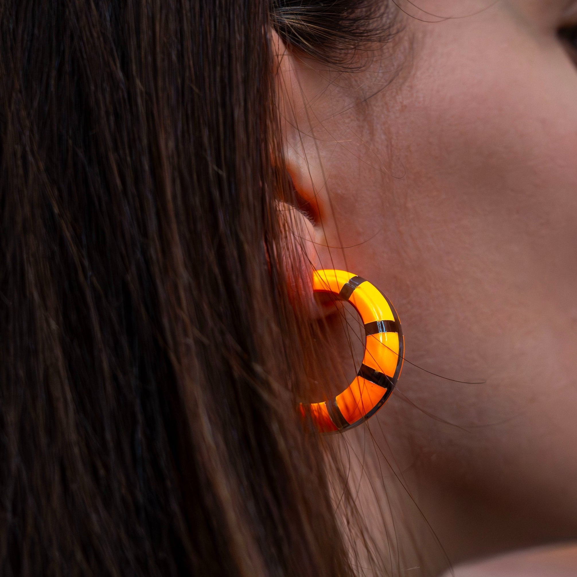 Créoles CLOTHILDE Orange Fluo