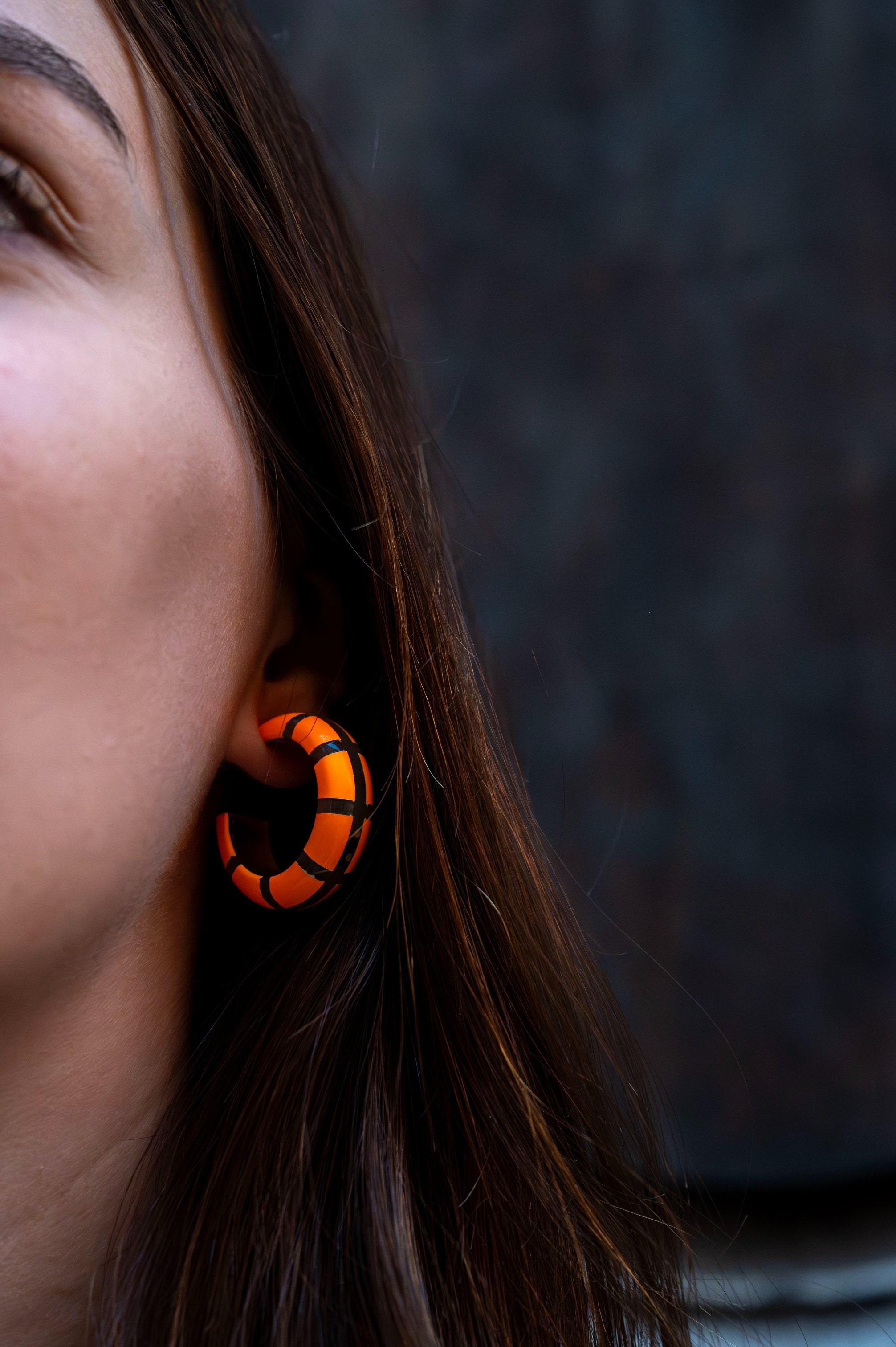 Créoles CLOTHILDE Orange Fluo