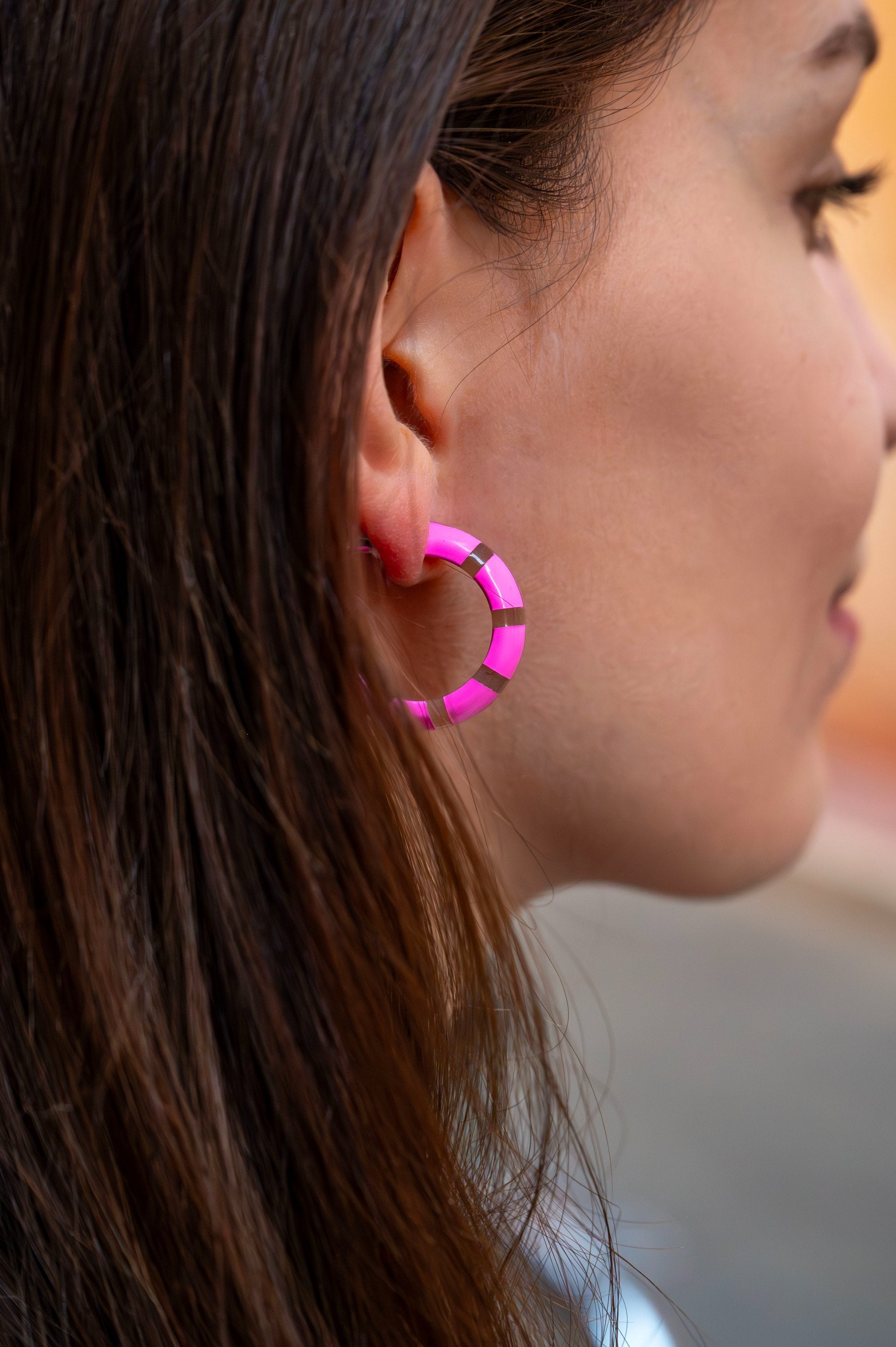 Créoles CLOTHILDE Rose Fluo