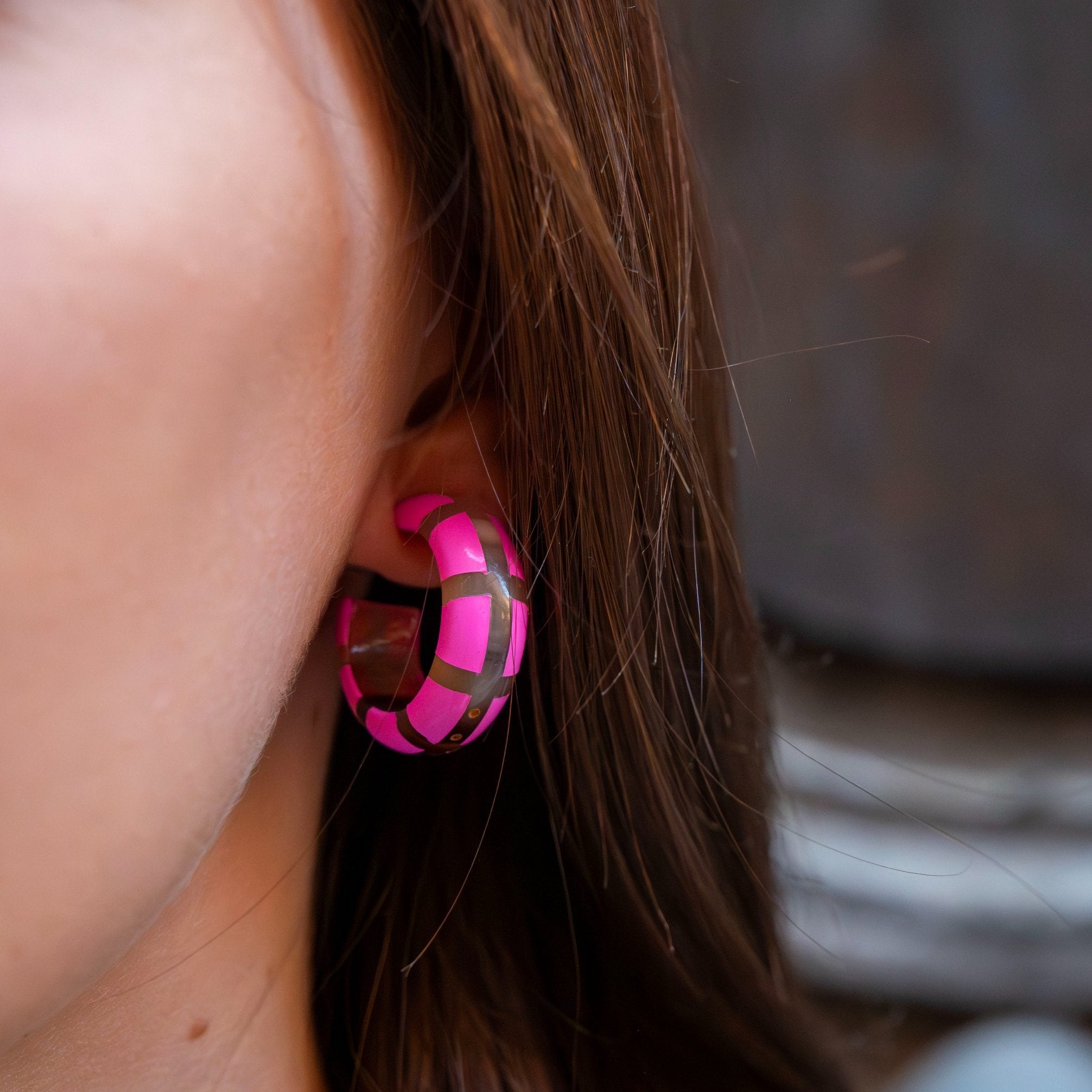 Créoles CLOTHILDE Rose Fluo