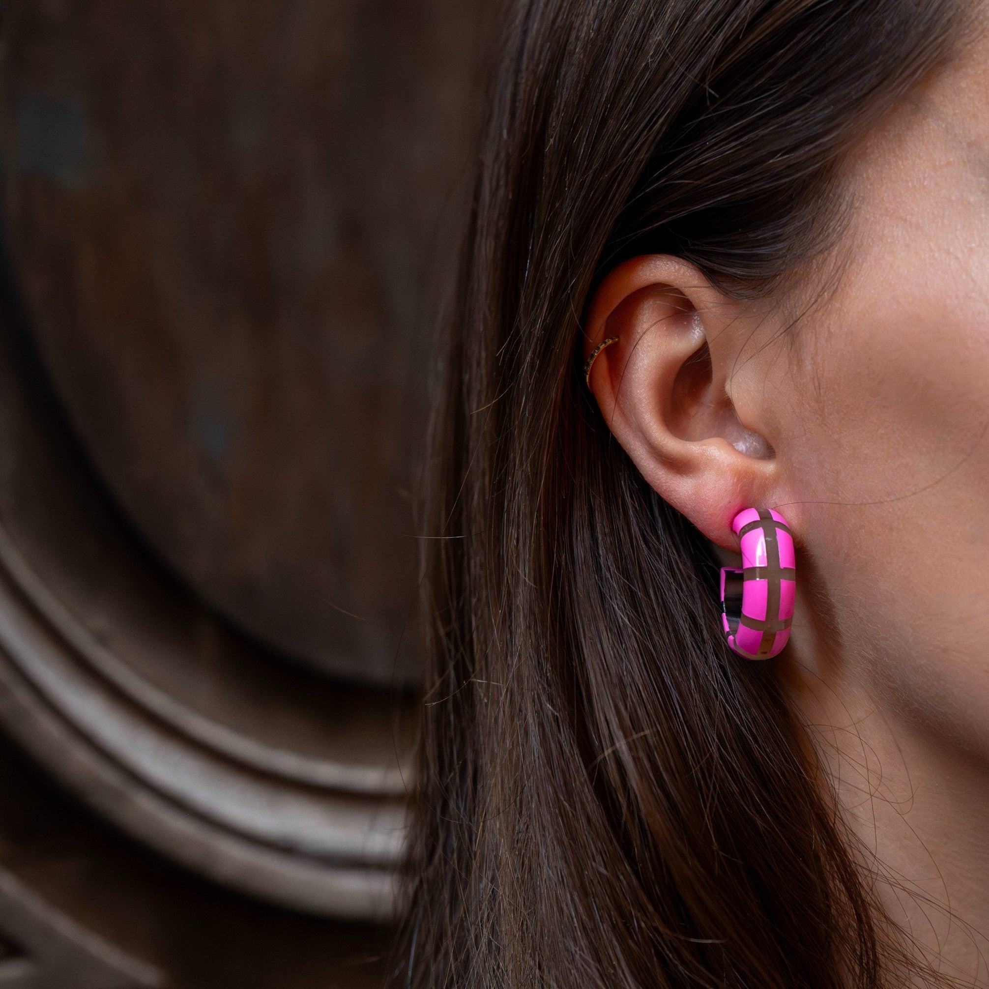 Créoles CLOTHILDE Rose Fluo