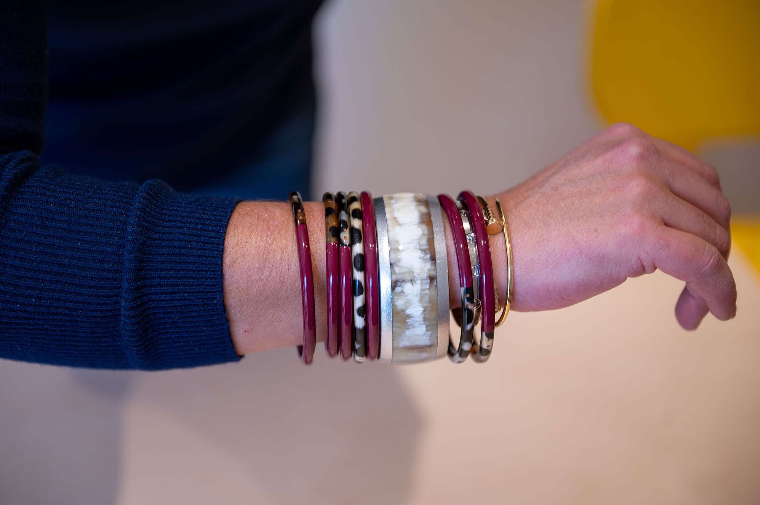 ATELIER1811 Bracelets Balthazar Argent & Joe Léopard Lie De Vin