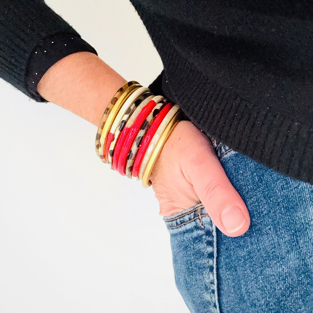 ATELIER1811 Combo Joncs Joe Léopard Doré & rouge