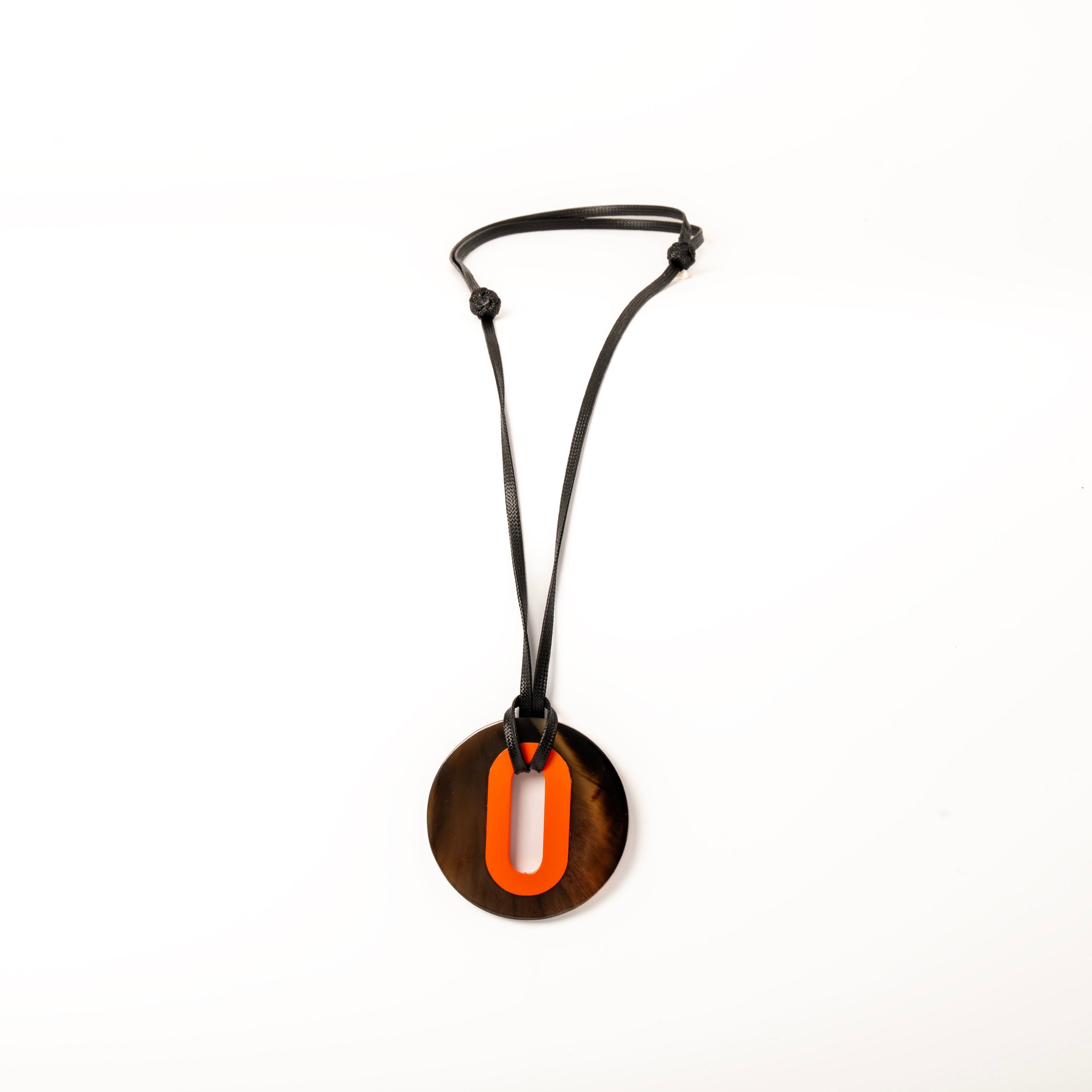 Pendentif Alice Corne Brune Orange