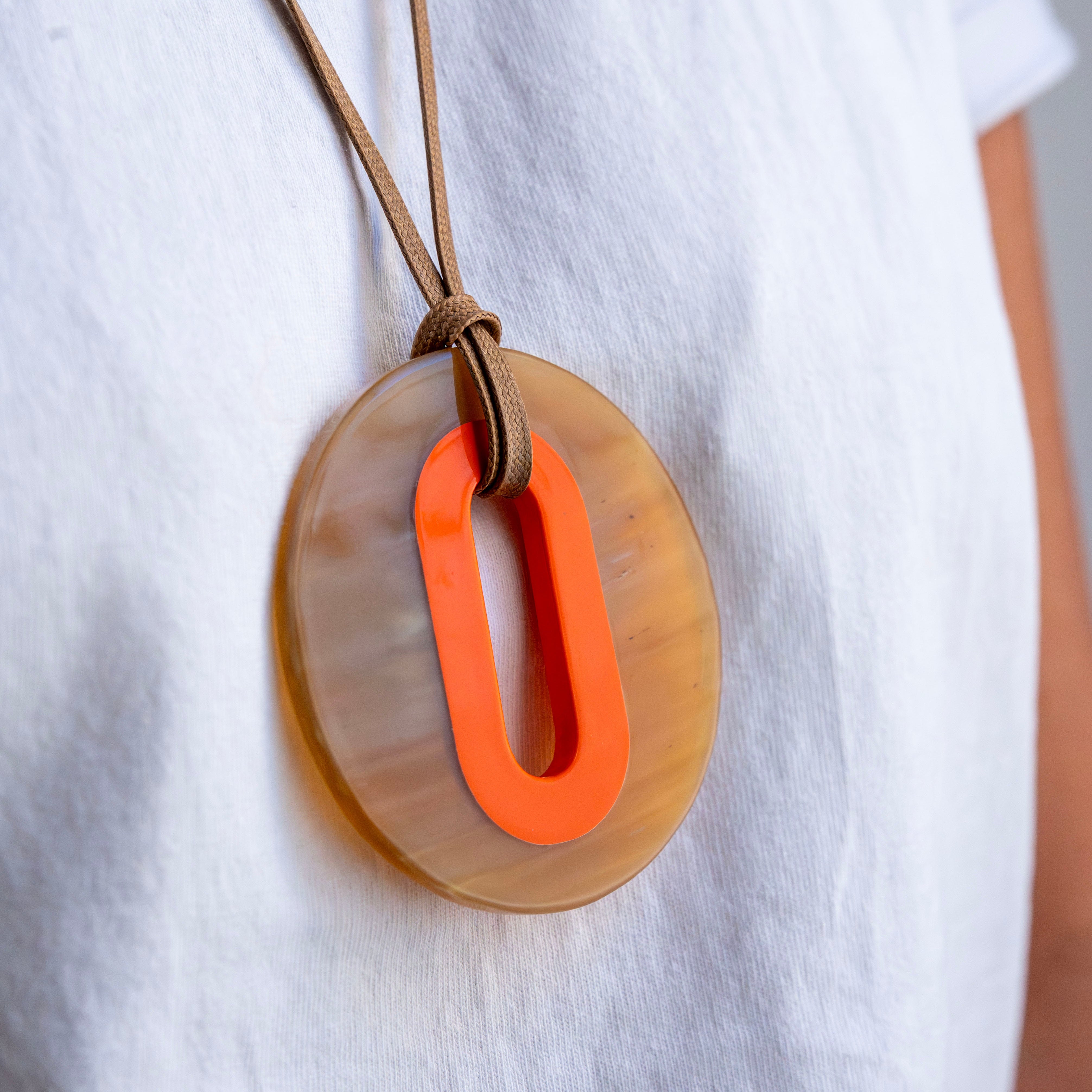 Pendentif Alice Corne Claire Orange