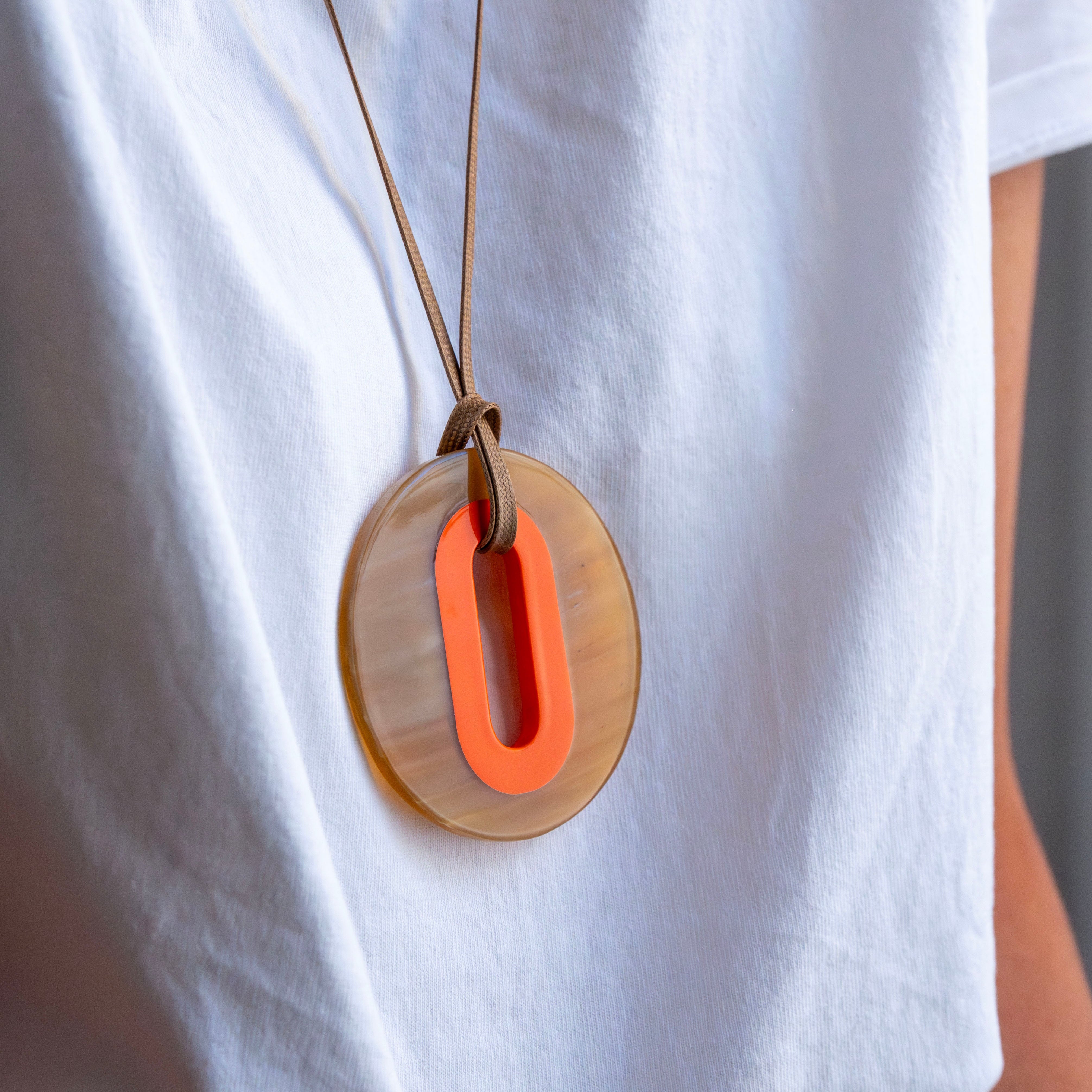 Pendentif Alice Corne Claire Orange