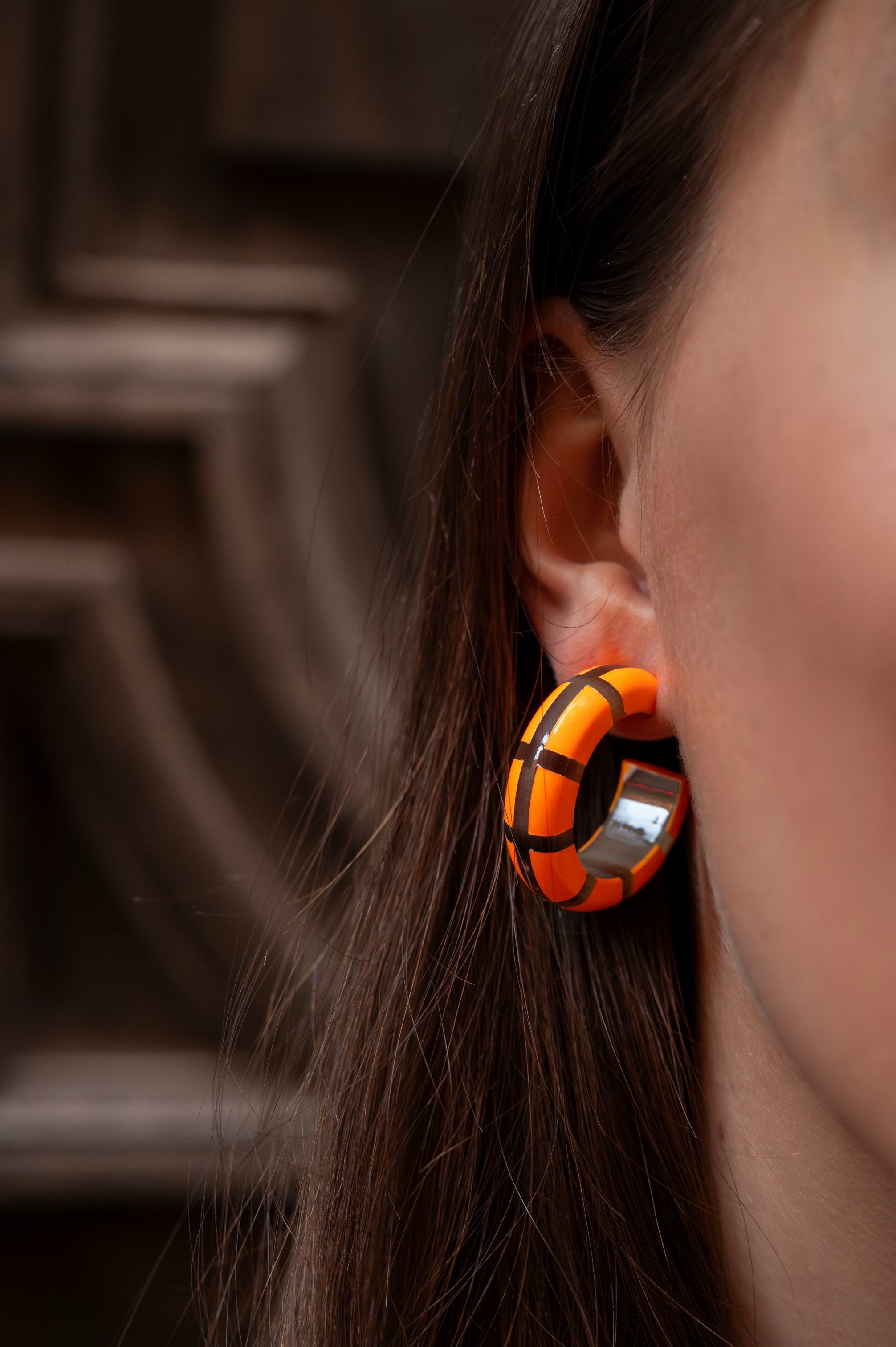 Créoles CLOTHILDE Orange Fluo