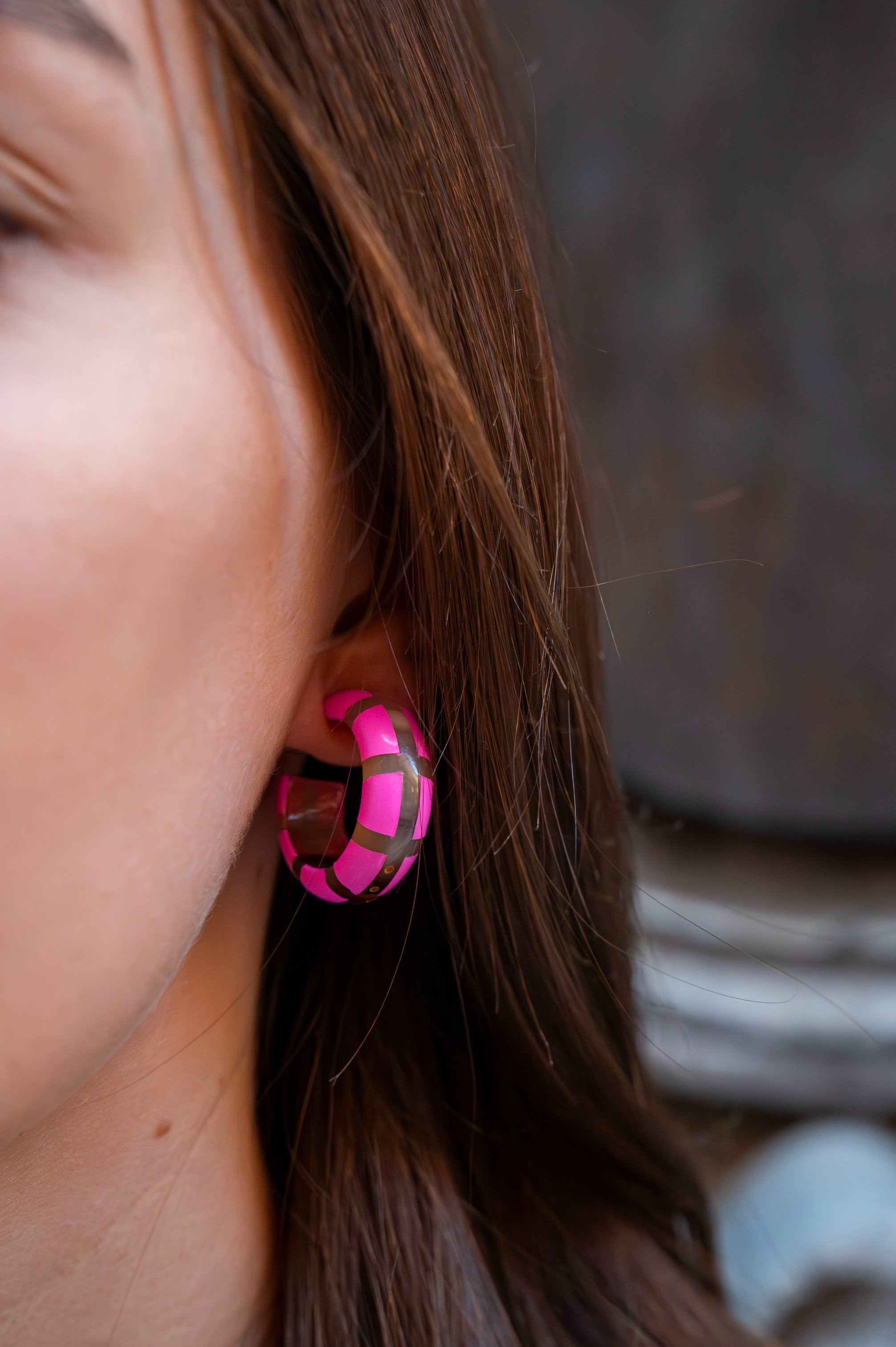 Créoles CLOTHILDE Rose Fluo