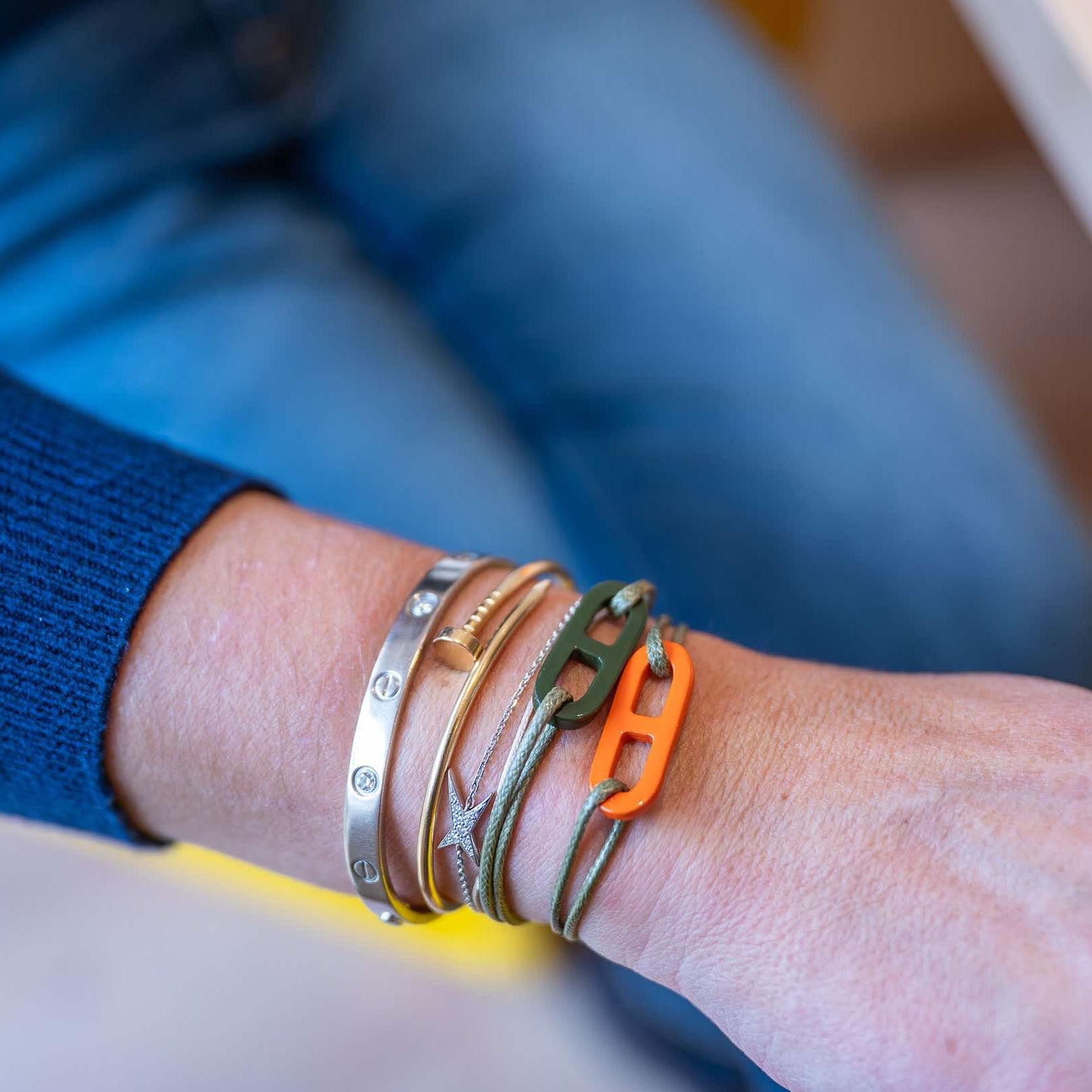 ATELIER1811 Bracelet Maillon Martin sur lien Kaki ajustable 