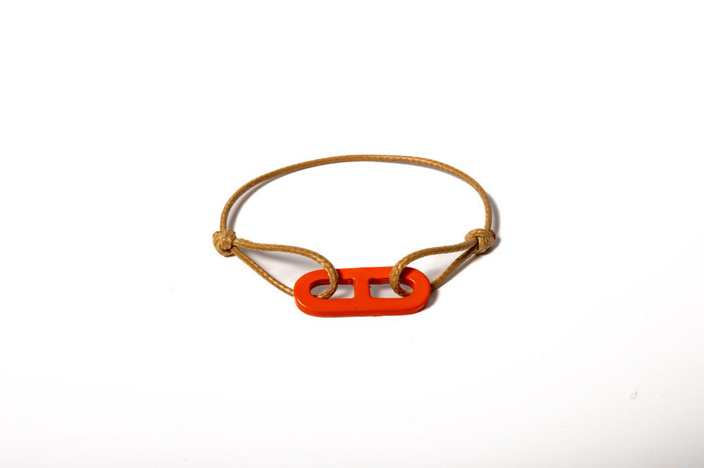 ATELIER1811 Maillon Martin Orange sur lien ajustable beige 
