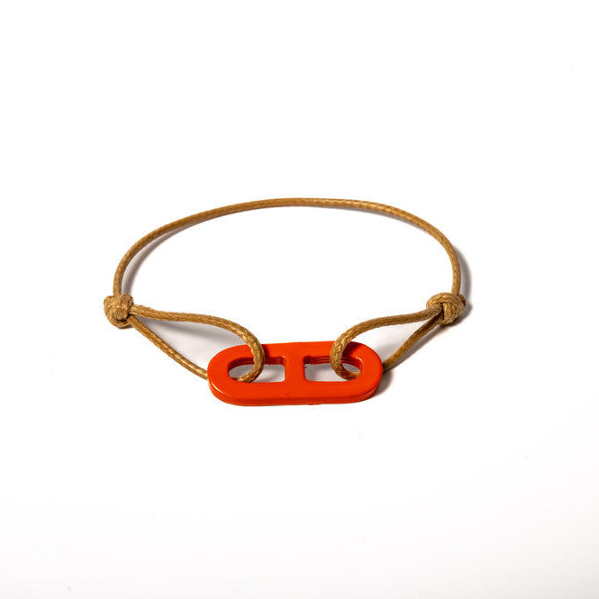 ATELIER1811 Maillon Martin Orange sur lien ajustable beige 