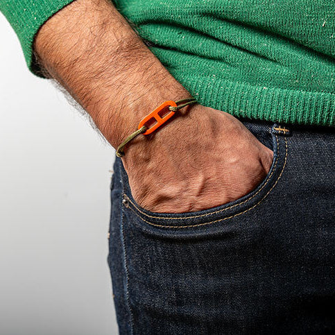 ATELIER1811 Maillon Martin Orange et lien Kaki