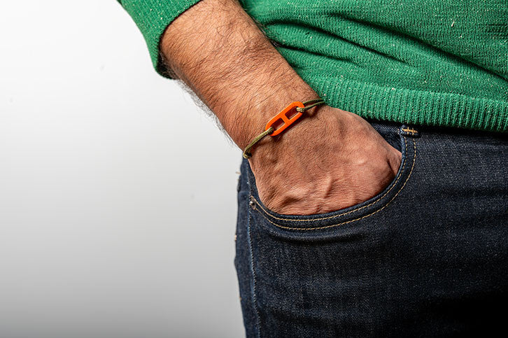 ATELIER1811 Maillon Martin Orange et lien Kaki