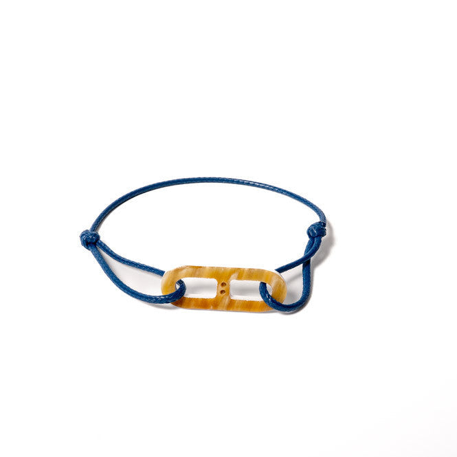 ATELIER1811  Maillon Martin reversible blanc et corne claire sur lien denim