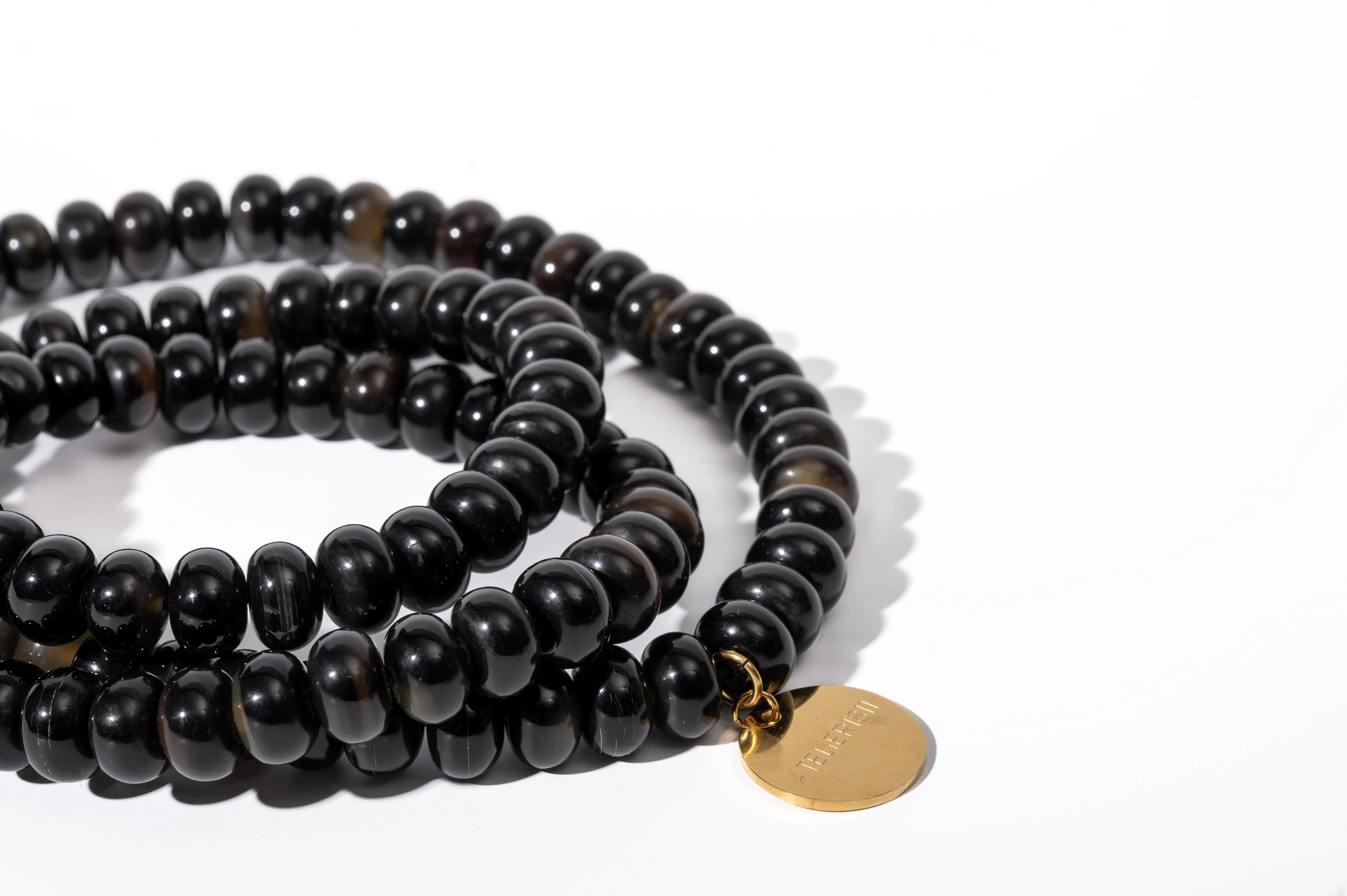 ATELIER1811  Sautoir Scarlett en perle de corne naturelle brune 