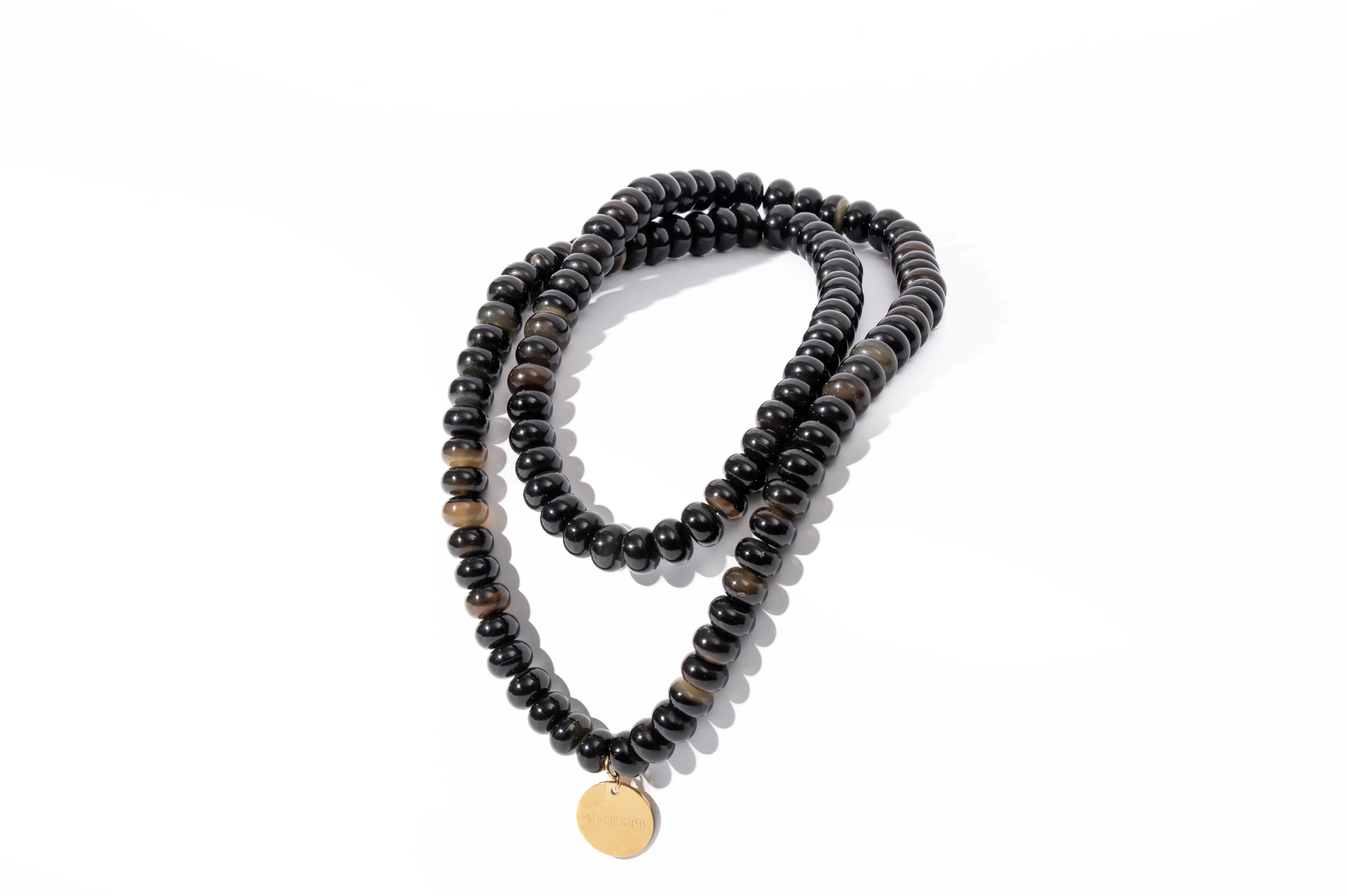 ATELIER1811  Sautoir Scarlett en perles de corne naturelle brune 