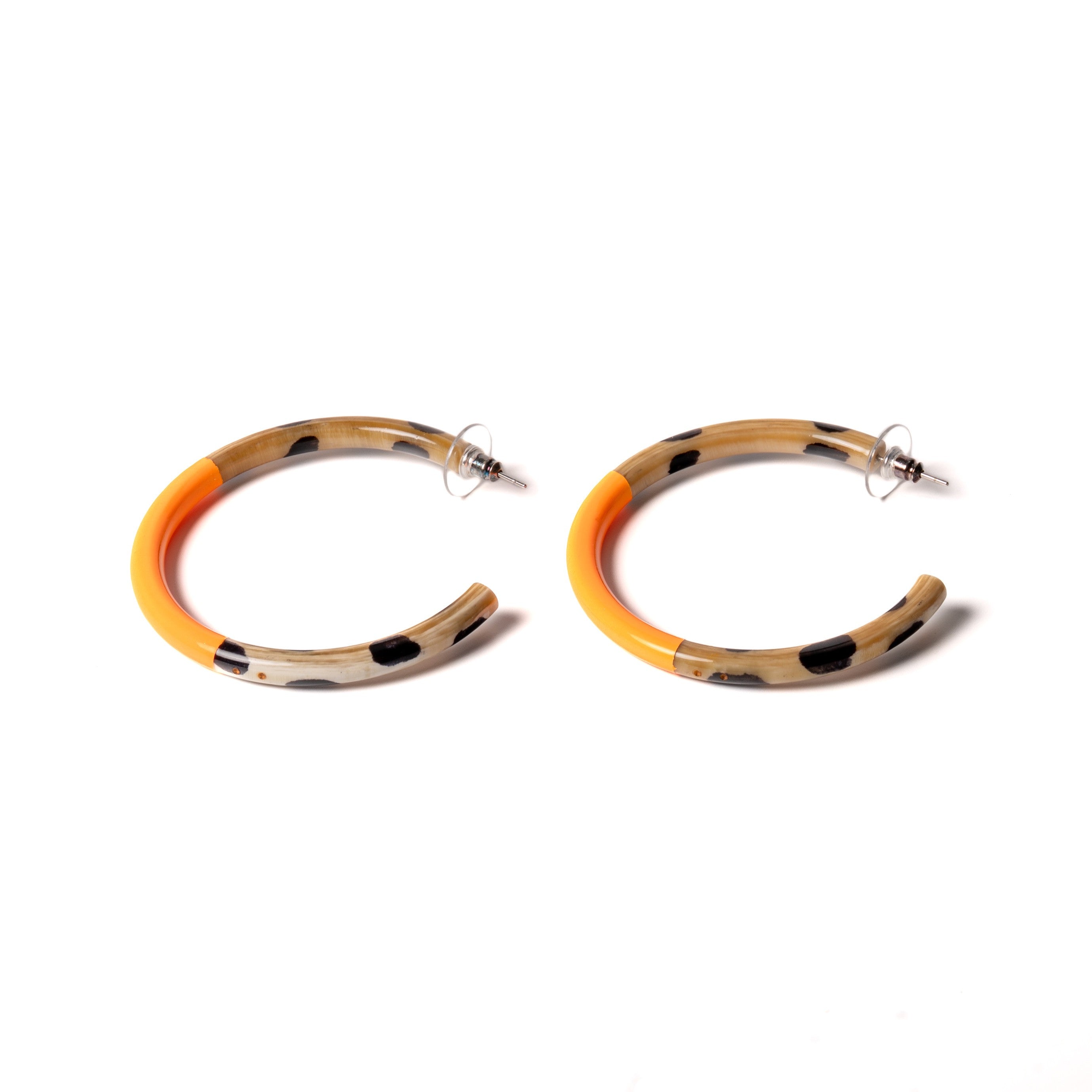 ATELIER1811 créoles Kathleen Léopard & orange fluo