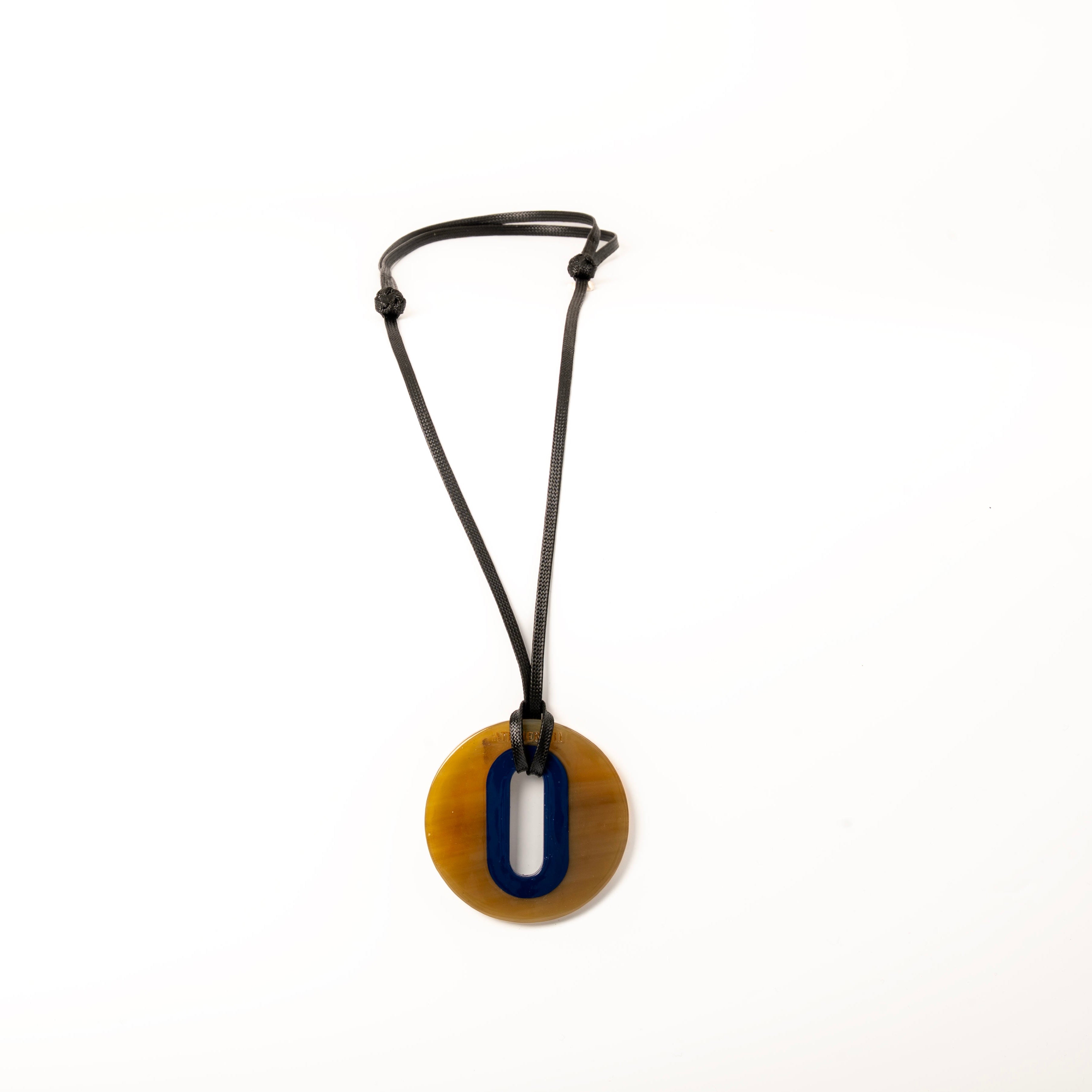 Pendentif Alice Corne Claire Bleu