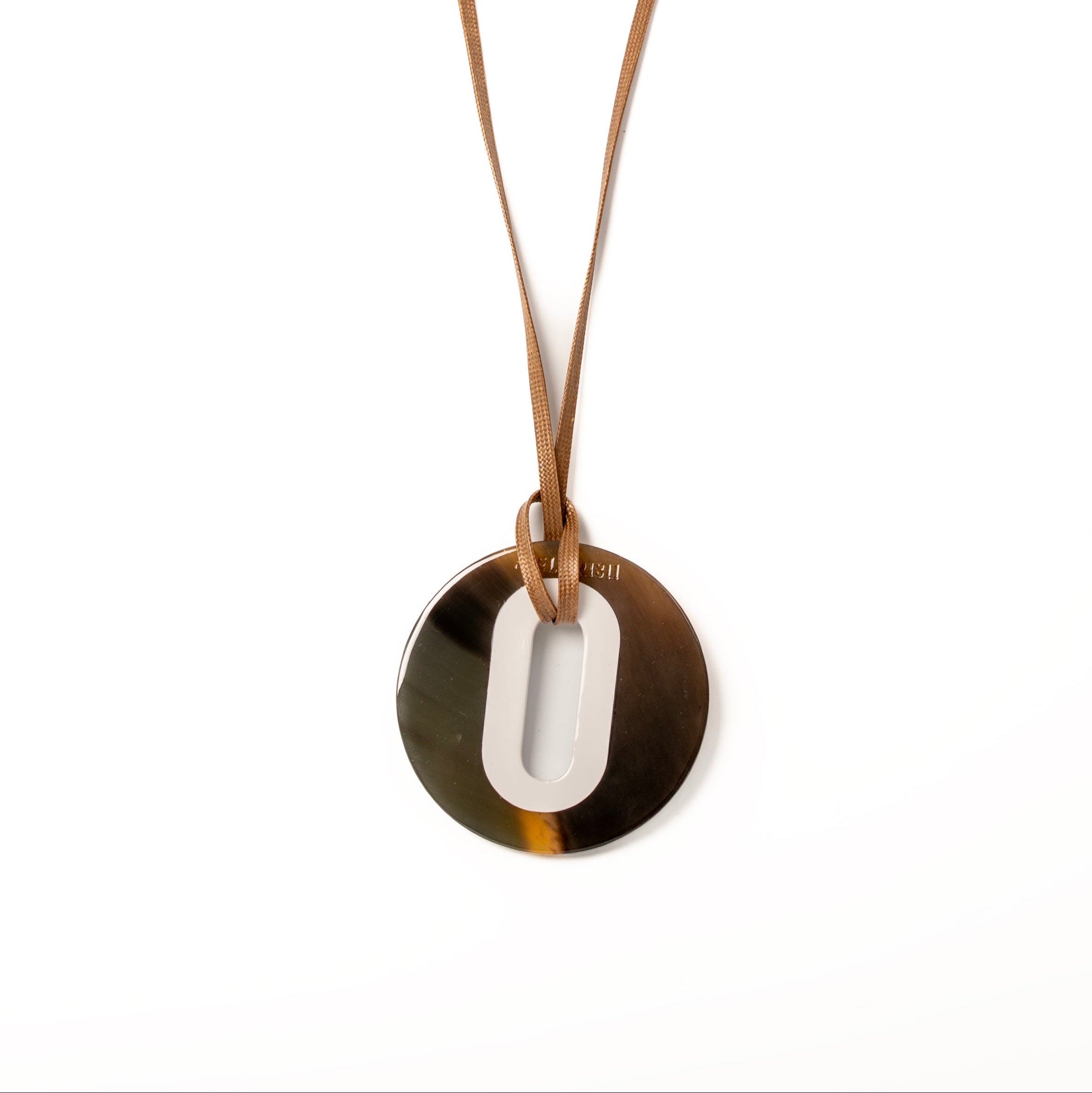 Pendentif Alice Corne Brune Blanc