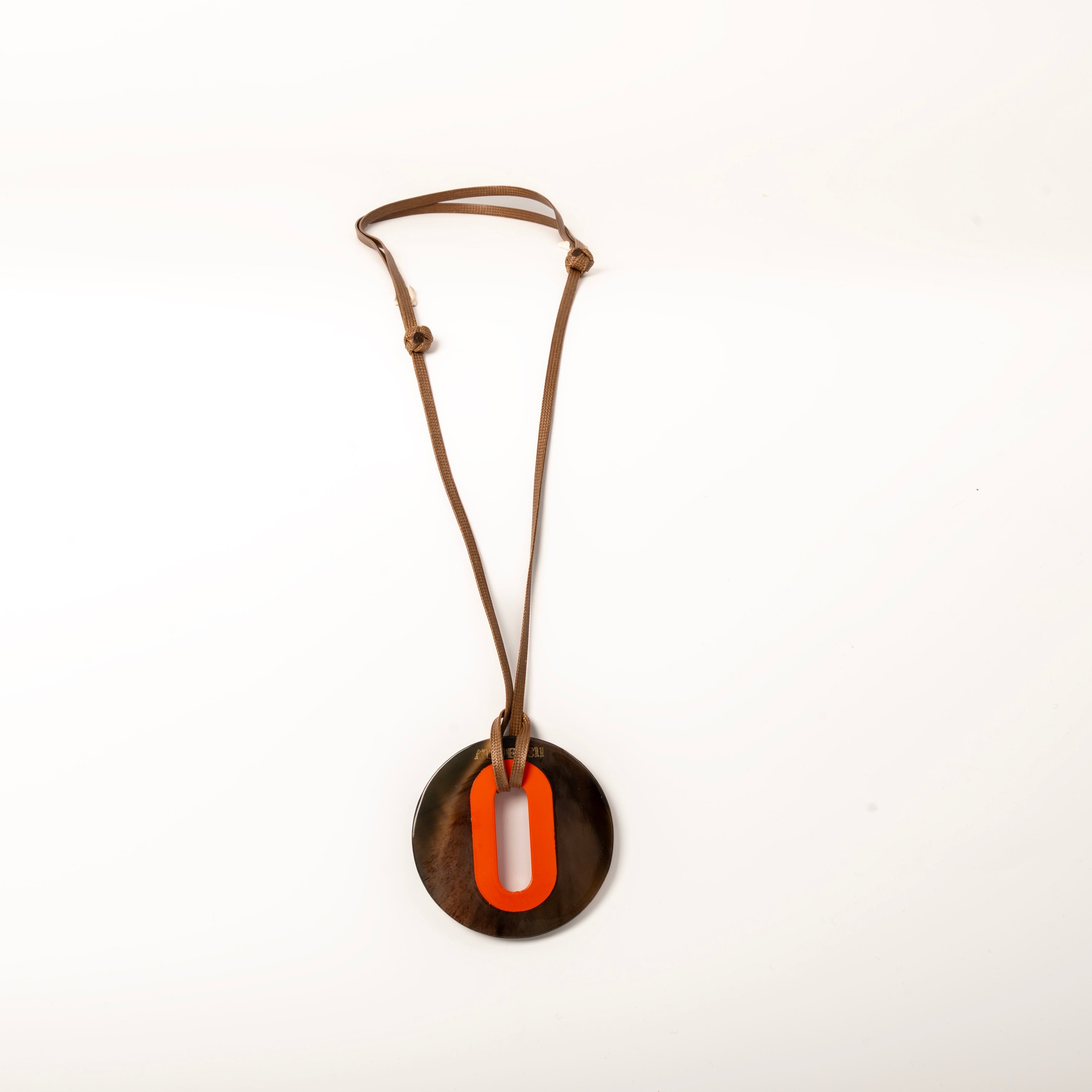Pendentif Alice Corne Brune Orange