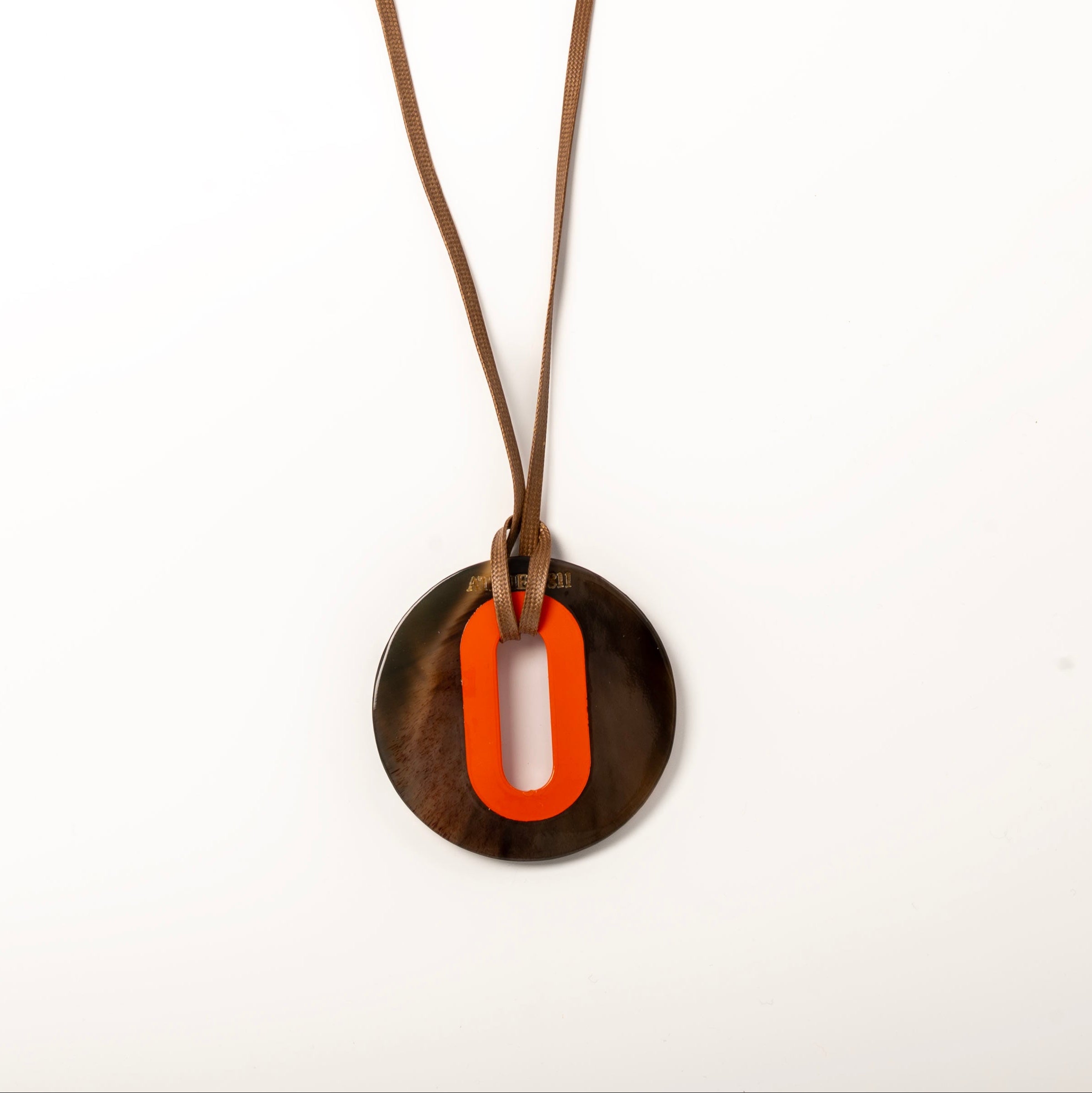 Pendentif Alice Corne Brune Orange