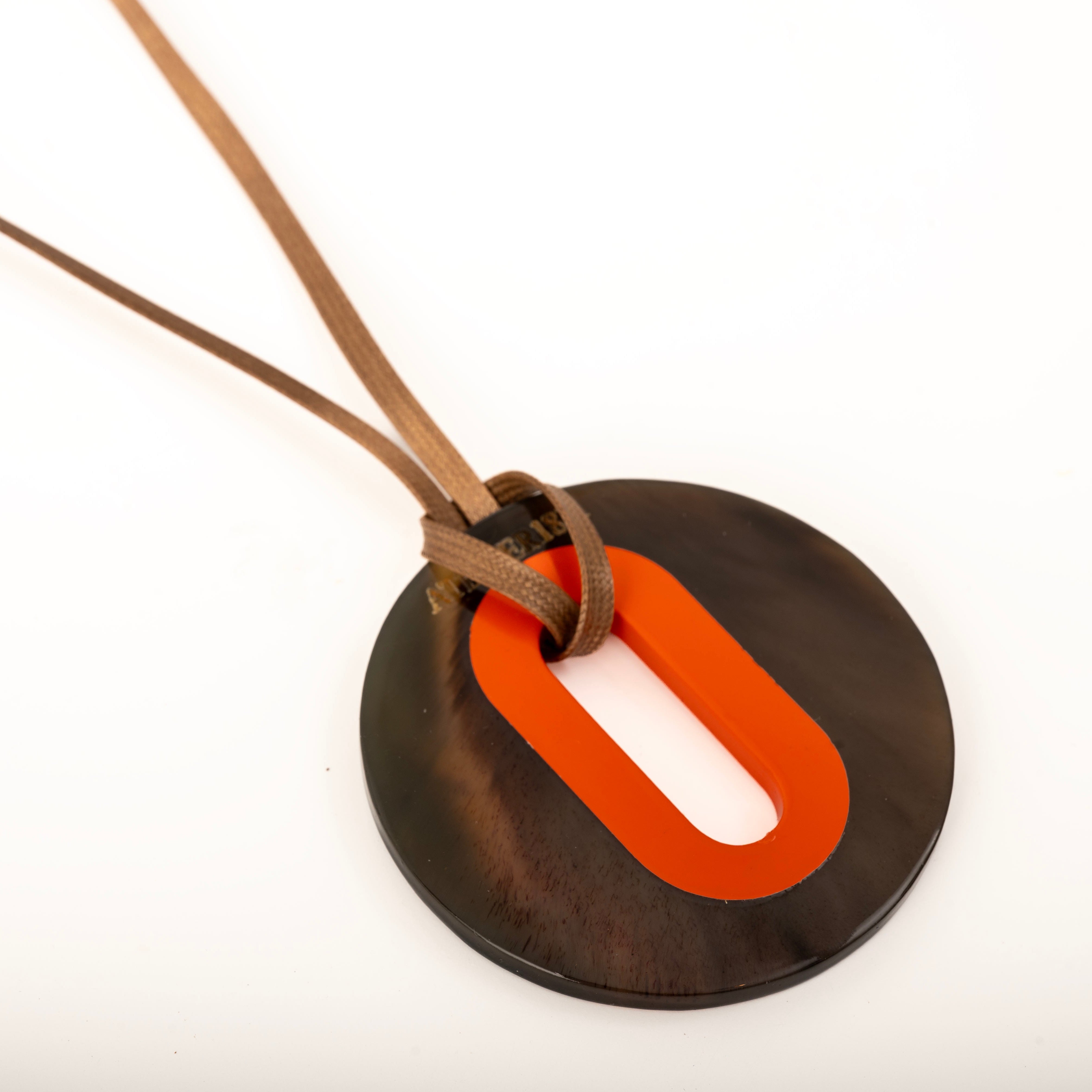 Pendentif Alice Corne Brune Orange