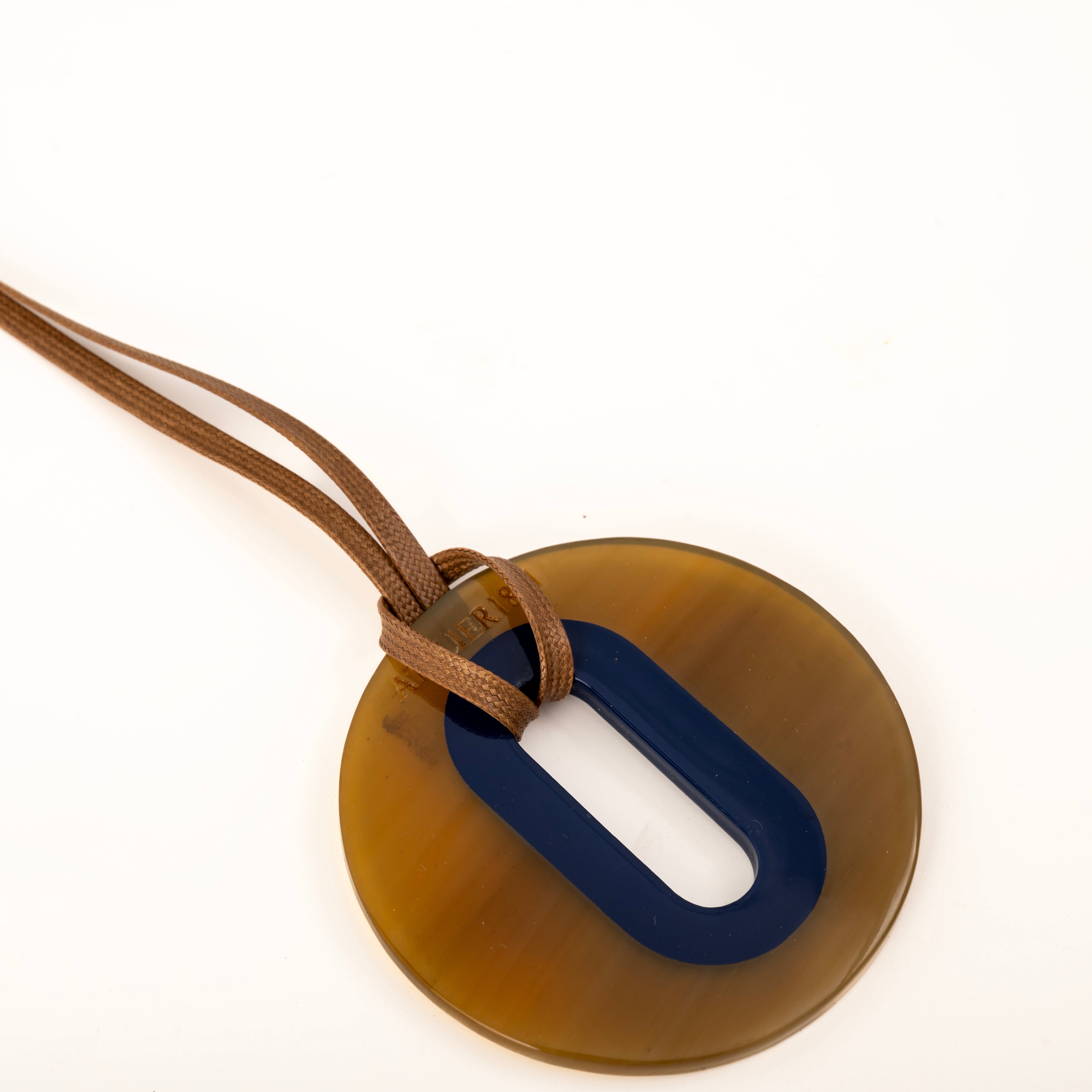 Pendentif Alice Corne Claire Bleu