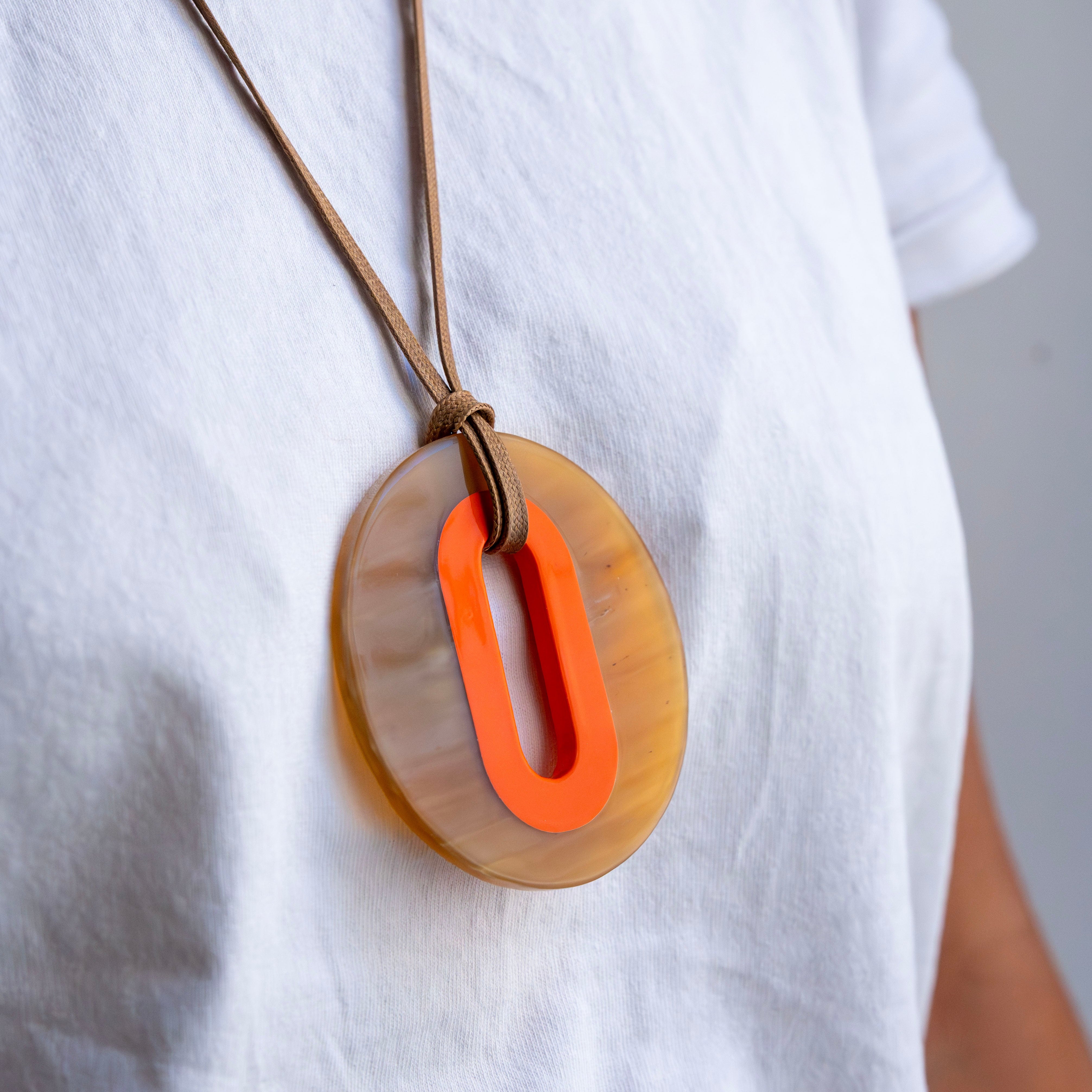 Pendentif Alice Corne Claire Orange