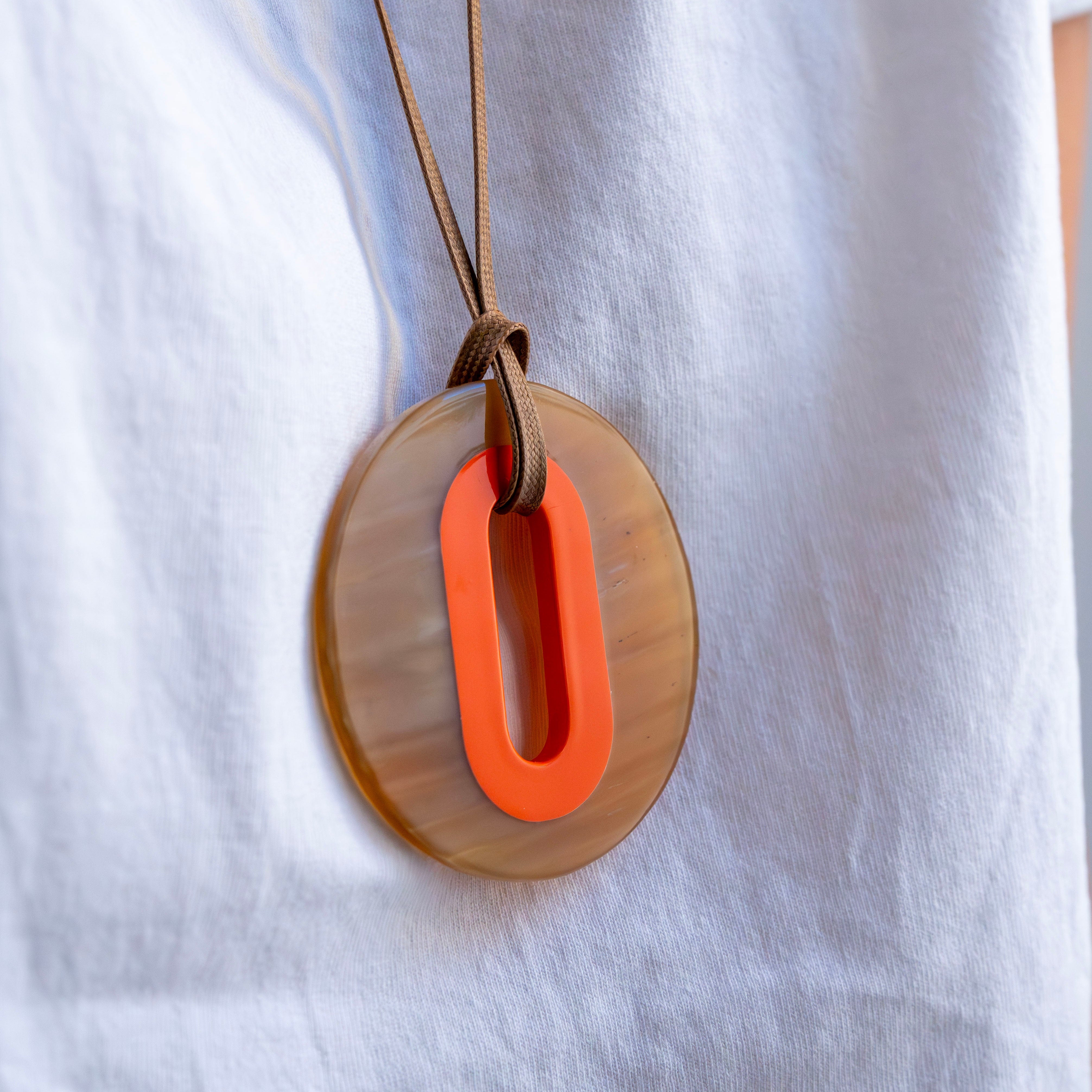 Pendentif Alice Corne Claire Orange